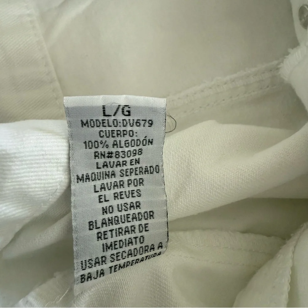 Ci Sono White Distressed Cotton Denim Jean Vest Button Details Women’s Large EUC - Picture 11 of 13